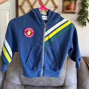 Bobo Choses Kids Blue Ribbed Zip Up Hoodie For President Patch Stripe 4-5Y 110cm